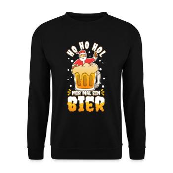 Ho Ho Hol mir mal ein Bier - Unisex Pullover - Schwarz - Vorne - Alina (178cm) & Michal (187cm)