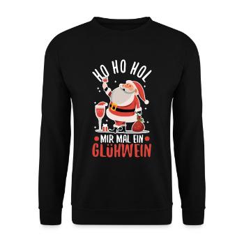 Ho Ho Hol mir mal ein Glühwein - Unisex Pullover - Schwarz - Vorne - Alina (178cm) & Michal (187cm)