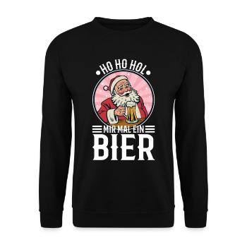 Ho Ho Hol mir mal ein Bier - Unisex Pullover - Schwarz - Vorne - Alina (178cm) & Michal (187cm)