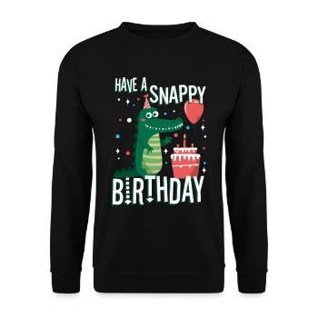 Have a Snappy Birthday - Unisex Pullover - Schwarz - Vorne - Alina (178cm) & Michal (187cm)