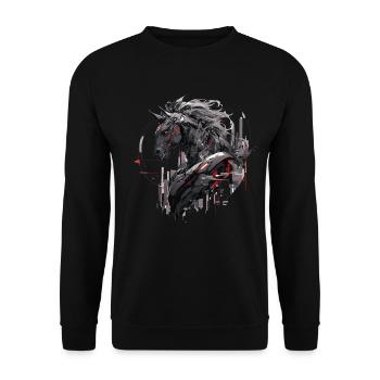 Mecha Tier Tiger Wolf Fuchs Pferd Cyborg - Unisex Pullover - Schwarz - Vorne - Alina (178cm) & Michal (187cm)
