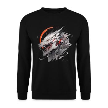 Mecha Tier Tiger Wolf Fuchs Drache Cyborg - Unisex Pullover - Schwarz - Vorne - Alina (178cm) & Michal (187cm)