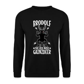 Brodolf The Red Nose Gainzdeer - Unisex Pullover - Schwarz - Vorne - Alina (178cm) & Michal (187cm)