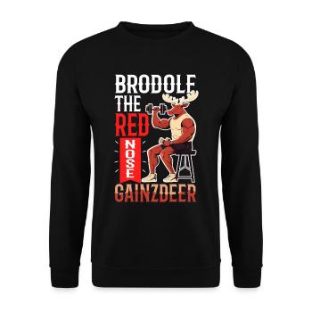 Brodolf The Red Nose Gainzdeer - Unisex Pullover - Schwarz - Vorne - Alina (178cm) & Michal (187cm)