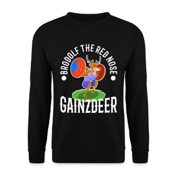 Brodolf The Red Nose Gainzdeer - Unisex Pullover - Schwarz - Vorne - Alina (178cm) & Michal (187cm)