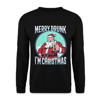 Frohe besoffen ich bin Weihnachten - Unisex Pullover - Schwarz - Vorne - Alina (178cm) & Michal (187cm)