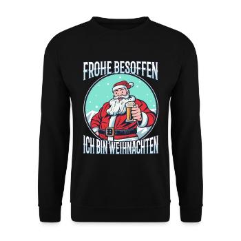 Frohe besoffen ich bin Weihnachten - Unisex Pullover - Schwarz - Vorne - Alina (178cm) & Michal (187cm)