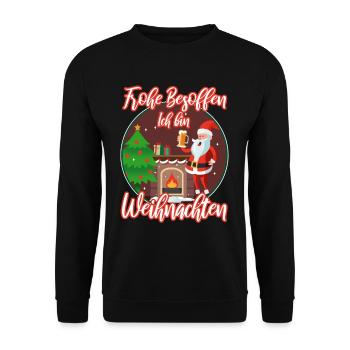 Frohe besoffen ich bin Weihnachten - Unisex Pullover - Schwarz - Vorne - Alina (178cm) & Michal (187cm)