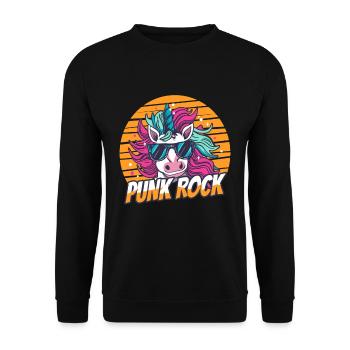 Punk Rock Unicorn - Unisex Pullover - Schwarz - Vorne - Alina (178cm) & Michal (187cm)