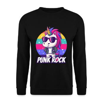 Punk Rock Unicorn - Unisex Pullover - Schwarz - Vorne - Alina (178cm) & Michal (187cm)