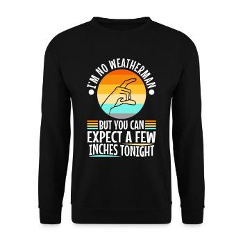 Im no weatherman but you can expect a few inches - Unisex Pullover - Schwarz - Vorne - Alina (178cm) & Michal (187cm)