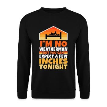 Im no weatherman but you can expect a few inches - Unisex Sweatshirt - black - Front - Alina (178cm) & Michal (187cm)