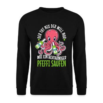 Der tut nix der will nur wie ein achtarmiger - Unisex Pullover - Schwarz - Vorne - Alina (178cm) & Michal (187cm)