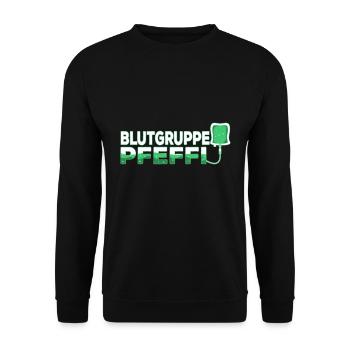 Blutgruppe Pfeffi - Unisex Pullover - Schwarz - Vorne - Alina (178cm) & Michal (187cm)