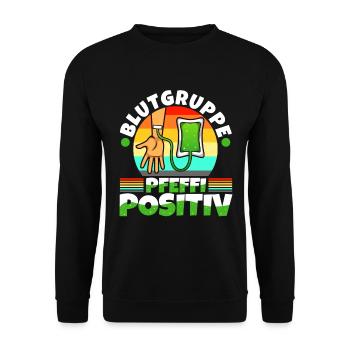 Blutgruppe Pfeffi Positiv - Unisex Pullover - Schwarz - Vorne - Alina (178cm) & Michal (187cm)