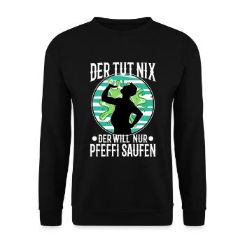 Der tut nix der will nur Pfeffi Saufen - Unisex Pullover - Schwarz - Vorne - Alina (178cm) & Michal (187cm)