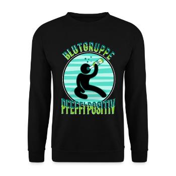 Blutgruppe Pfeffi Positiv - Unisex Pullover - Schwarz - Vorne - Alina (178cm) & Michal (187cm)