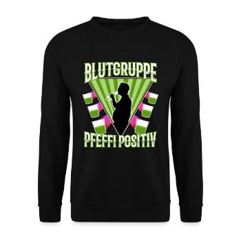 Blutgruppe Pfeffi Positiv - Unisex Pullover - Schwarz - Vorne - Alina (178cm) & Michal (187cm)