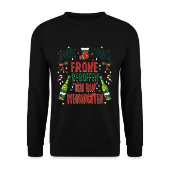 Frohe besoffen ich bin Weihnachten - Unisex Pullover - Schwarz - Vorne - Alina (178cm) & Michal (187cm)