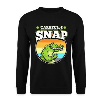 Careful i snap alligator - Unisex Pullover - Schwarz - Vorne - Alina (178cm) & Michal (187cm)