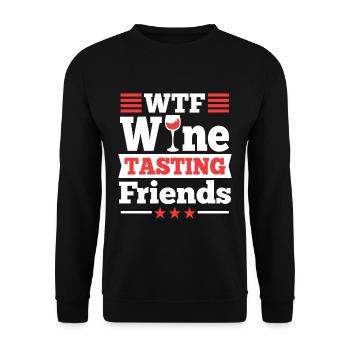 WTF Wine Tasting Friends - Unisex Pullover - Schwarz - Vorne - Alina (178cm) & Michal (187cm)