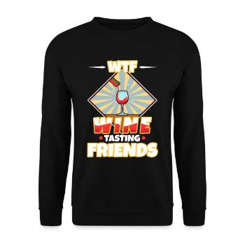 WTF Wine Tasting Friends - Unisex Pullover - Schwarz - Vorne - Alina (178cm) & Michal (187cm)