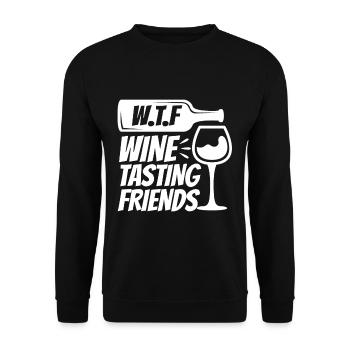 WTF Wine Tasting Friends - Unisex Pullover - Schwarz - Vorne - Alina (178cm) & Michal (187cm)