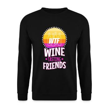 WTF Wine Tasting Friends - Unisex Pullover - Schwarz - Vorne - Alina (178cm) & Michal (187cm)