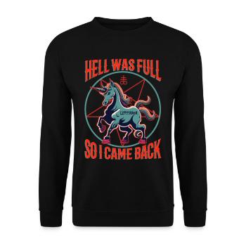 Hell Was Full So I Came Back - Lifeerror - Unisex Pullover - Schwarz - Vorne - Alina (178cm) & Michal (187cm)