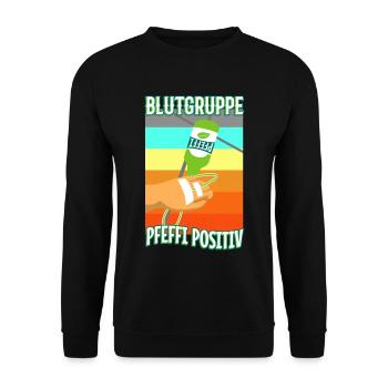Blutgruppe Pfeffi Positiv - Unisex Pullover - Schwarz - Vorne - Alina (178cm) & Michal (187cm)