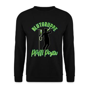Blutgruppe Pfeffi Positiv - Unisex Pullover - Schwarz - Vorne - Alina (178cm) & Michal (187cm)
