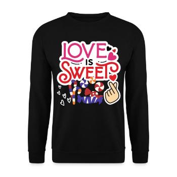 14. Februar Valentinstag-Geschenk Süssigkeiten - Unisex Pullover - Schwarz - Vorne - Alina (178cm) & Michal (187cm)