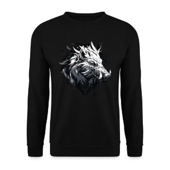 Mecha Tier Tiger Wolf Fuchs Cyborg Wildschwein - Unisex Pullover - Schwarz - Vorne - Alina (178cm) & Michal (187cm)