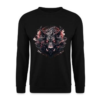 Mecha Tier Tiger Wolf Fuchs Pferd Cyborg - Unisex Pullover - Schwarz - Vorne - Alina (178cm) & Michal (187cm)