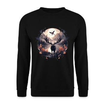 Elk deer nature Scandinavian forest - Unisex Sweatshirt - black - Front - Alina (178cm) & Michal (187cm)