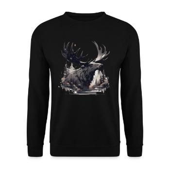 Elk deer nature Scandinavian forest - Unisex Sweatshirt - black - Front - Alina (178cm) & Michal (187cm)