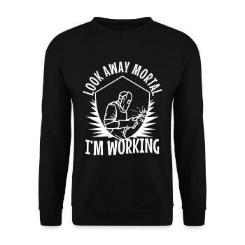 Détourne le regard, mortel, je travaille - Sweat-shirt Unisexe - noir - Devant - Alina (178cm) & Michal (187cm)