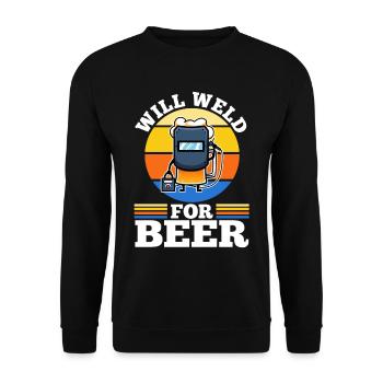 Will weld for beer - Unisex Sweatshirt - black - Front - Alina (178cm) & Michal (187cm)