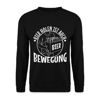 Bier holen ist auch Bewegung - Unisex Pullover - Schwarz - Vorne - Alina (178cm) & Michal (187cm)