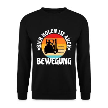 Bier holen ist auch Bewegung - Unisex Pullover - Schwarz - Vorne - Alina (178cm) & Michal (187cm)
