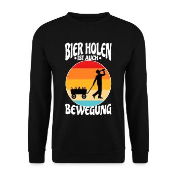 Bier holen ist auch Bewegung - Unisex Pullover - Schwarz - Vorne - Alina (178cm) & Michal (187cm)