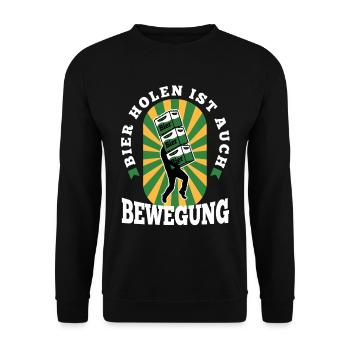 Bier holen ist auch Bewegung - Unisex Pullover - Schwarz - Vorne - Alina (178cm) & Michal (187cm)