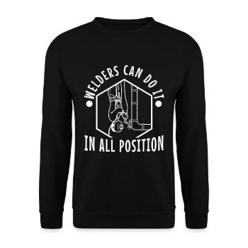 Welders can do it in all positions - Unisex Pullover - Schwarz - Vorne - Alina (178cm) & Michal (187cm)