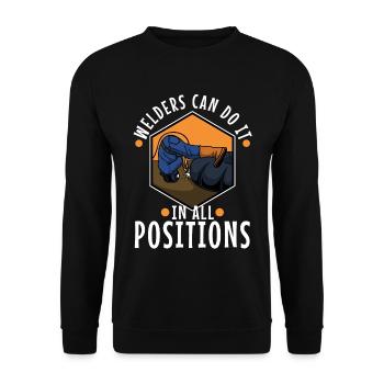 Welders can do it in all positions - Unisex Pullover - Schwarz - Vorne - Alina (178cm) & Michal (187cm)