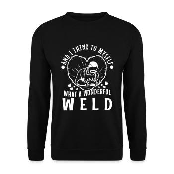 And i think to myself what a wonderful weld - Unisex Pullover - Schwarz - Vorne - Alina (178cm) & Michal (187cm)