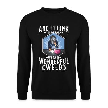And i think to myself what a wonderful weld - Unisex Pullover - Schwarz - Vorne - Alina (178cm) & Michal (187cm)