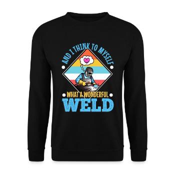 And i think to myself what a wonderful weld - Unisex Pullover - Schwarz - Vorne - Alina (178cm) & Michal (187cm)