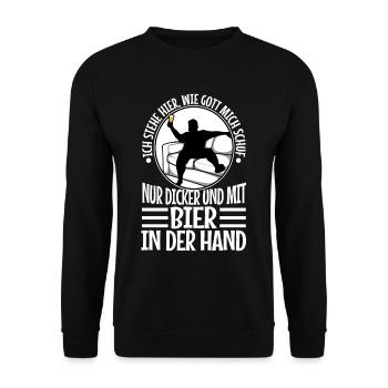 I stand here as God created me. Only thicker - Unisex Sweatshirt - black - Front - Alina (178cm) & Michal (187cm)