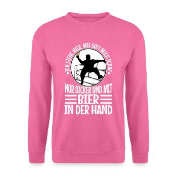 I stand here as God created me. Only thicker - Unisex Sweatshirt - pink - Front