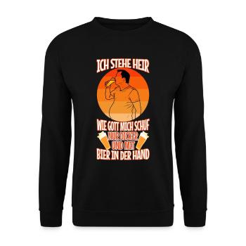 I stand here as God created me. Only thicker - Unisex Sweatshirt - black - Front - Alina (178cm) & Michal (187cm)